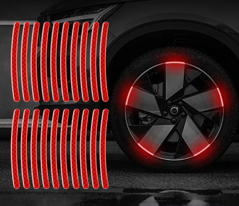 40Pcs Car Motorcycle Wheel Reflective Strips Colorful Hub Stickers Car Styling Decal Sticker Auto Moto Decor Decals Accessories