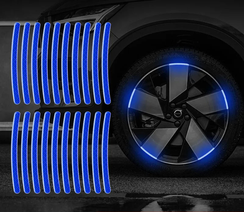 40Pcs Car Motorcycle Wheel Reflective Strips Colorful Hub Stickers Car Styling Decal Sticker Auto Moto Decor Decals Accessories