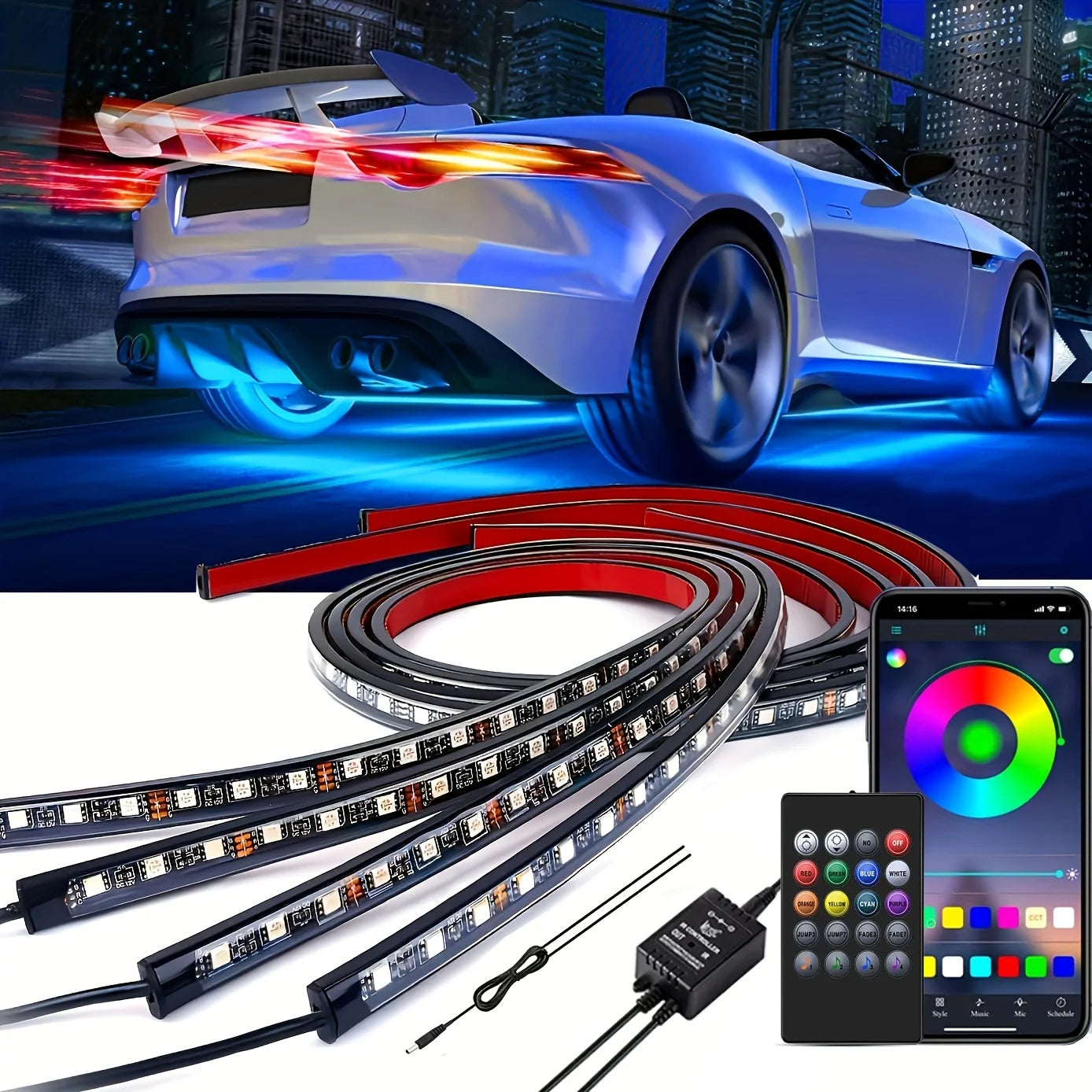 Car UnderGlow Neon Strip Kit