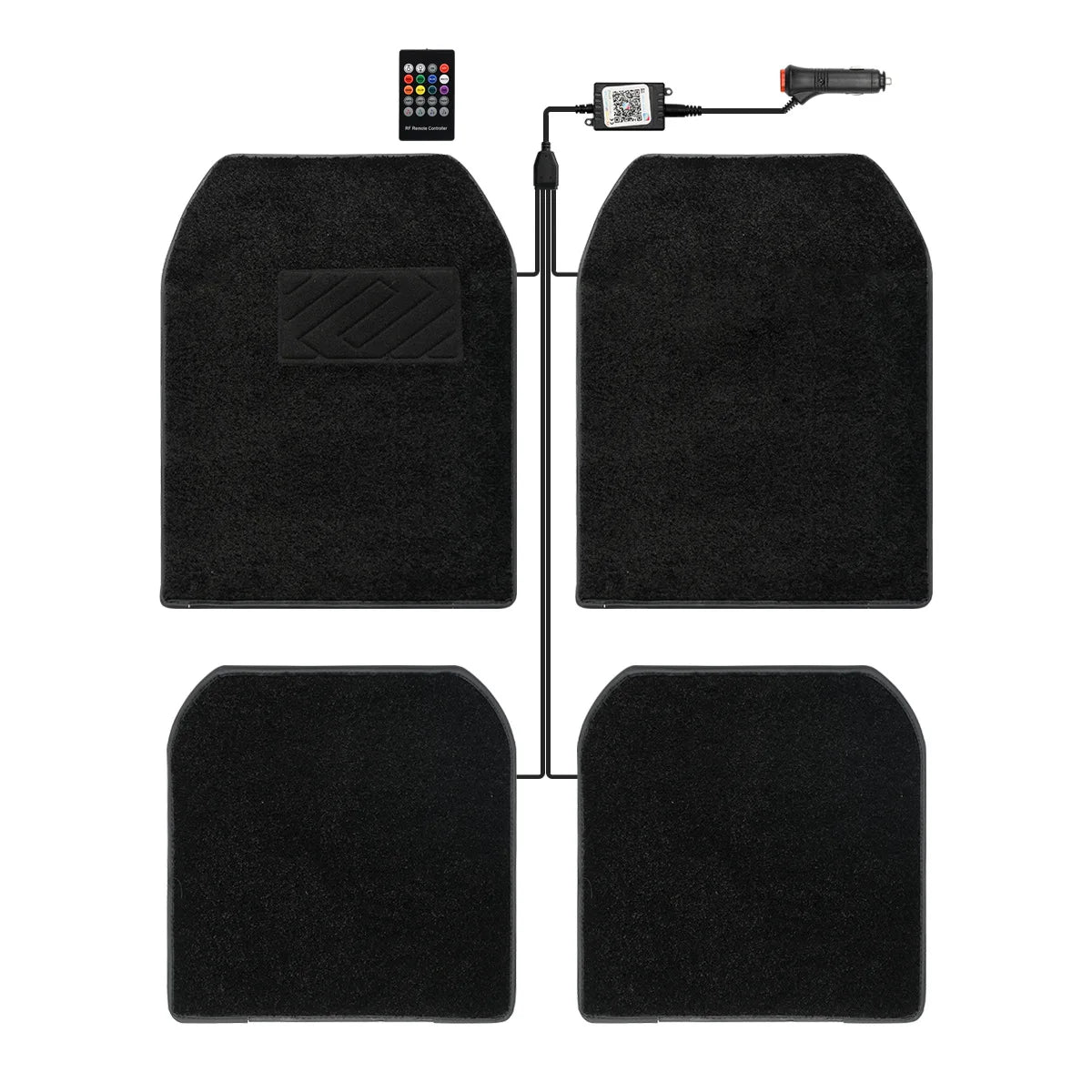 Fiber Optic Twinkle Stars Car Mats Waterproof Star Light Car LED Rugs with APP Remote Control Light Effect
