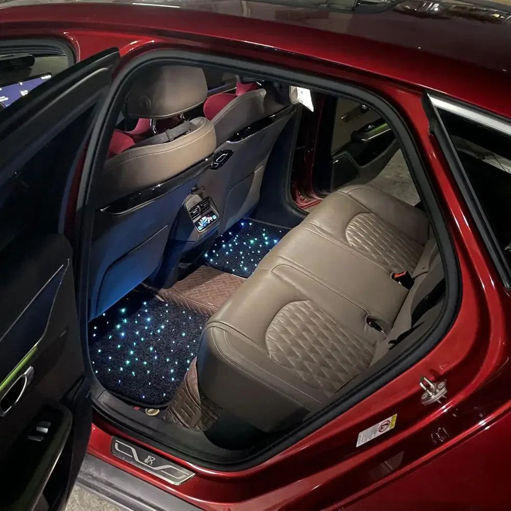 Fiber Optic Twinkle Stars Car Mats Waterproof Star Light Car LED Rugs with APP Remote Control Light Effect
