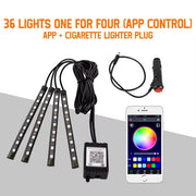 Neon 36 48 72 LED Car Interior Ambient Foot Light Wireless Remote Music APP Control Auto RGB Atmosphere Decorative Lamp