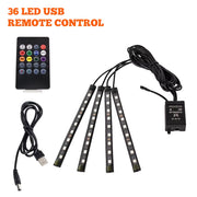 Neon 48 72 LED Car Interior Ambient Foot Light with USB Wireless Remote Music App Control Auto RGB Atmosphere Decorative Lamps