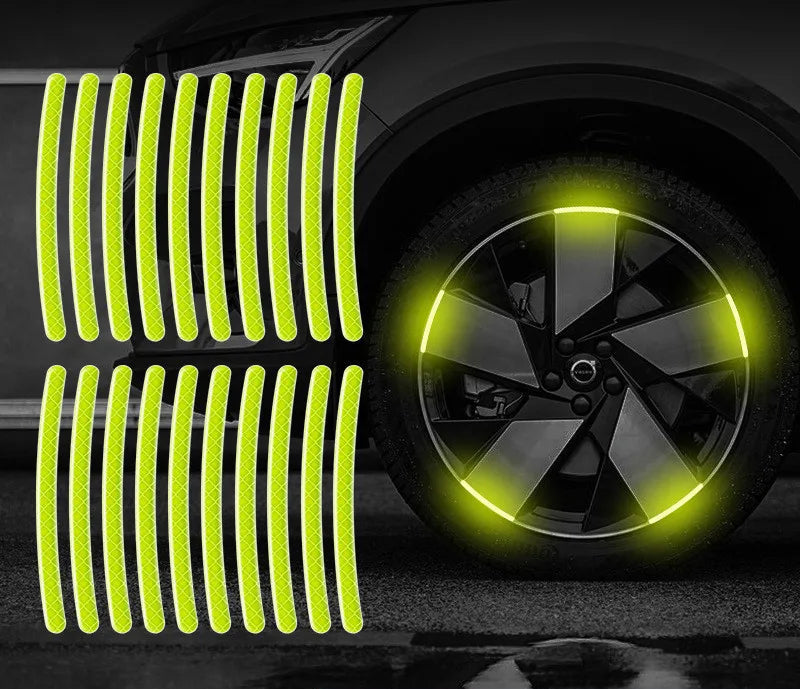 40Pcs Car Motorcycle Wheel Reflective Strips Colorful Hub Stickers Car Styling Decal Sticker Auto Moto Decor Decals Accessories